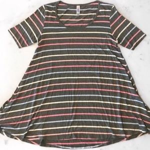 LuLaRoe Perfect Tee Shirt Multi Stripes Gray Women’s Size XXS